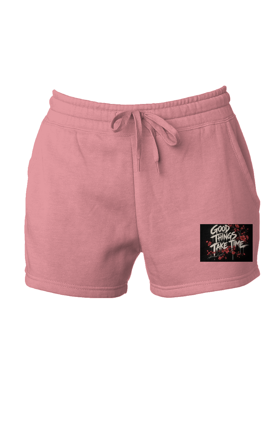 TRAUSTON Good Things Take Time Wave-Wash Shorts — Rose & Shadow — product image 1